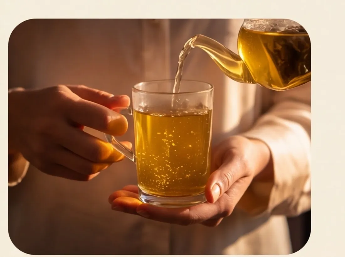 Infusion versée dans un verre